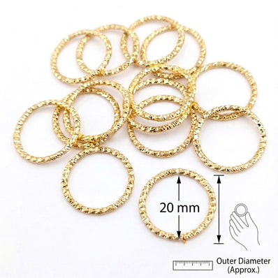 20mm Gold Open Mouth Hard Jump Rings for Jewelry Making – Pack of 20 Pieces