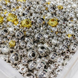 3-10mm Mix Metal & CCB Acrylic Beads – Round Smooth, 50 Gram Pack