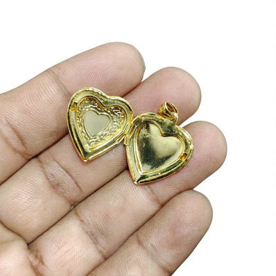 22mm Gold Openable Heart Lock Pendant for Jewelry Making – Pack of 2 Pieces