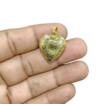 22mm Gold Openable Heart Lock Pendant for Jewelry Making – Pack of 2 Pieces