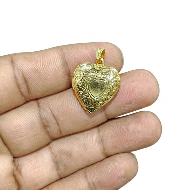 22mm Gold Openable Heart Lock Pendant for Jewelry Making – Pack of 2 Pieces