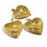 29mm Gold Openable Heart Lock Pendant – Heart Shape Locket, Pack of 1