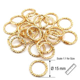 15mm Gold Open Mouth Hard Jump Rings for Jewelry Making – Pack of 20 Pieces