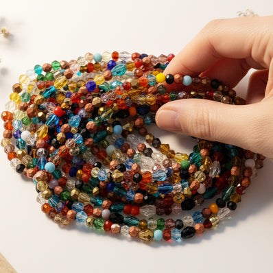 SALE ! 12 STRINGS/LINES OF 15 INCHES MIX CRYSTAL Glass and Acrylic BEADS' SIZE APPROX 3MM TO 8MM