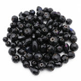 Assorted Mixed Size Black Faceted Glass Beads Mix – Jet Black Craft Beads (50 Gram Pack)