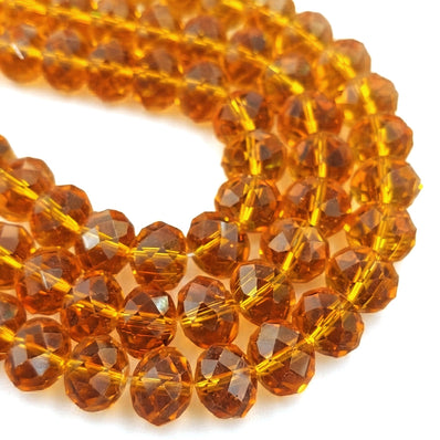 14x11mm Amber Golden Crystal Glass Faceted Rondelle Beads – Loose Pack of 20 Pieces for Jewelry Making