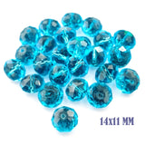 14x11mm Aqua Blue Crystal Glass Faceted Rondelle Beads – Loose Pack of 20 Pieces for Jewelry Making