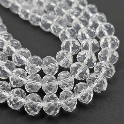 14x11mm Clear Crystal Glass Faceted Rondelle Beads – Loose Pack of 20 Pieces for Jewelry Making
