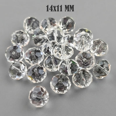 14x11mm Clear Crystal Glass Faceted Rondelle Beads – Loose Pack of 20 Pieces for Jewelry Making