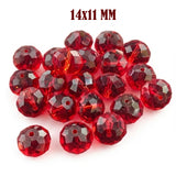 14x11mm Red Crystal Glass Faceted Rondelle Beads – Loose Pack of 20 Pieces for Jewelry Making