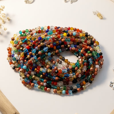 SALE ! 12 STRINGS/LINES OF 15 INCHES MIX CRYSTAL Glass and Acrylic BEADS' SIZE APPROX 3MM TO 8MM