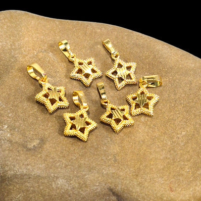 4 PIECES PACK' 11x13 MM APPROX SIZE' DESIGNER GOLD POLISHED STAR CHARMS