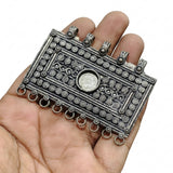 German Silver Ornate Rectangular Statement Pendant – 50x70mm Oxidized Silver Finish (Sold Per Piece)