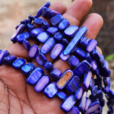 1 Line Pack' Purple Blue Color' Natural Shell Chip Beads Irregular