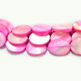 15x20mm Flat Oval, Pink Natural Dyed, Natural MOP Mother of Pearl Shell Beads Sold Per line about 20 beads