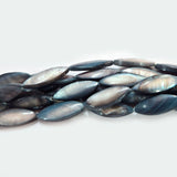 8x21mm Flat long Oval, Grayish Natural Dyed, Natural MOP Mother of Pearl Shell Beads Sold Per line about 19 beads