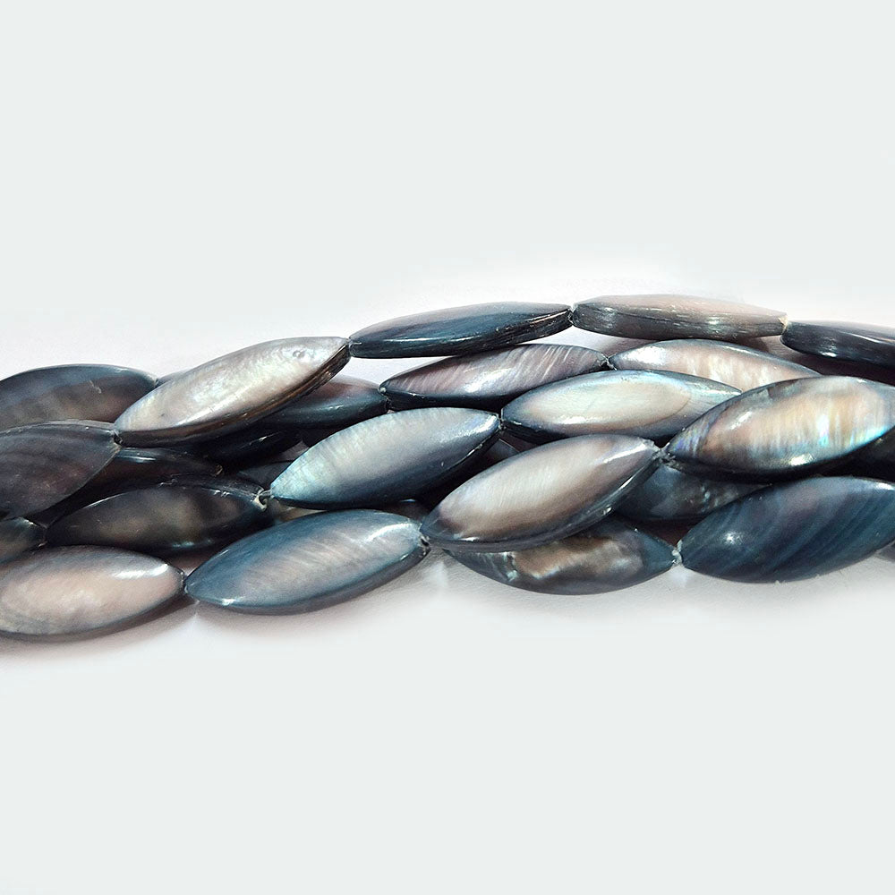 8x21mm Flat long Oval, Grayish Natural Dyed, Natural MOP Mother of Pearl Shell Beads Sold Per line about 19 beads