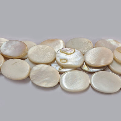 13x18mm Flat Ovale, Natural MOP Mother of Pearl Shell Beads Sold Per line about 22 beads