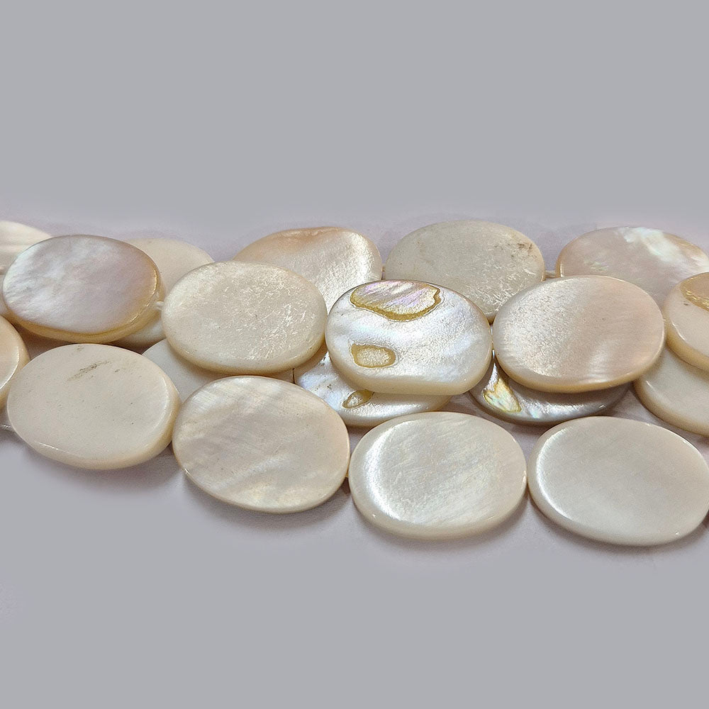 13x18mm Flat Ovale, Natural MOP Mother of Pearl Shell Beads Sold Per line about 22 beads