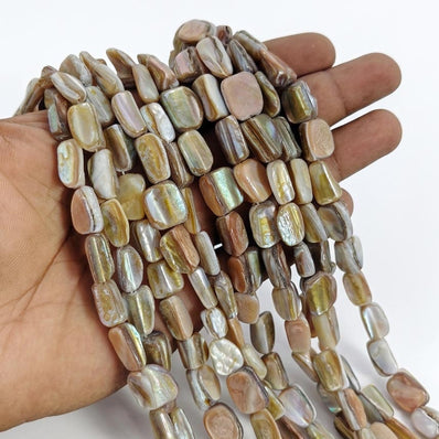 Natural Iridescent Shell Square Beads – Large Mother of Pearl Jewelry Making Strands (12-15mm)