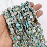 Natural Turquoise Iridescent Shell Square Beads – Hand-Polished Mother of Pearl Jewelry Strands (7-11mm)