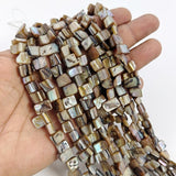 Natural Iridescent Shell Square Beads – Hand-Polished Mother of Pearl Jewelry Strands (7-11mm)