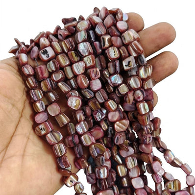 Natural Purple Mother of Pearl Shell Beads - Iridescent Square Nugget Beads - Handcrafted Jewelry Supplies