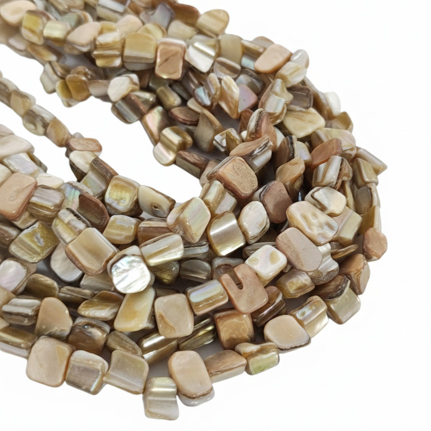 1 STRING PACK' APPROX 7-10 MM' MOTHER OF PEARL UNCUT BEADS