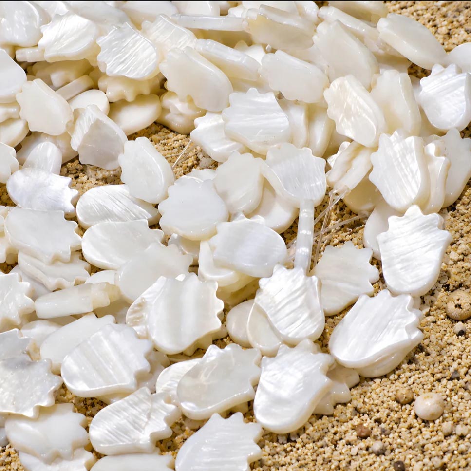 12x16mm White Tulip Shape Mother of Pearl (MOP) Beads Strand | Natural Shell Beads | Approx. 26 Beads Per String
