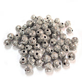 50pcs pack, Silver Plated Metal Beads – Antique Oxidized  bead for Jewelry Making, Size Approximately 6mm Round