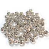 50pcs pack, Silver Plated Metal Beads – Antique Oxidized  bead for Jewelry Making, Size Approximately 7mm Round Rose Bud