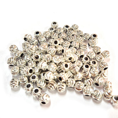 50pcs pack, Silver Plated Metal Beads – Antique Oxidized  bead for Jewelry Making, Size Approximately 5mm Round