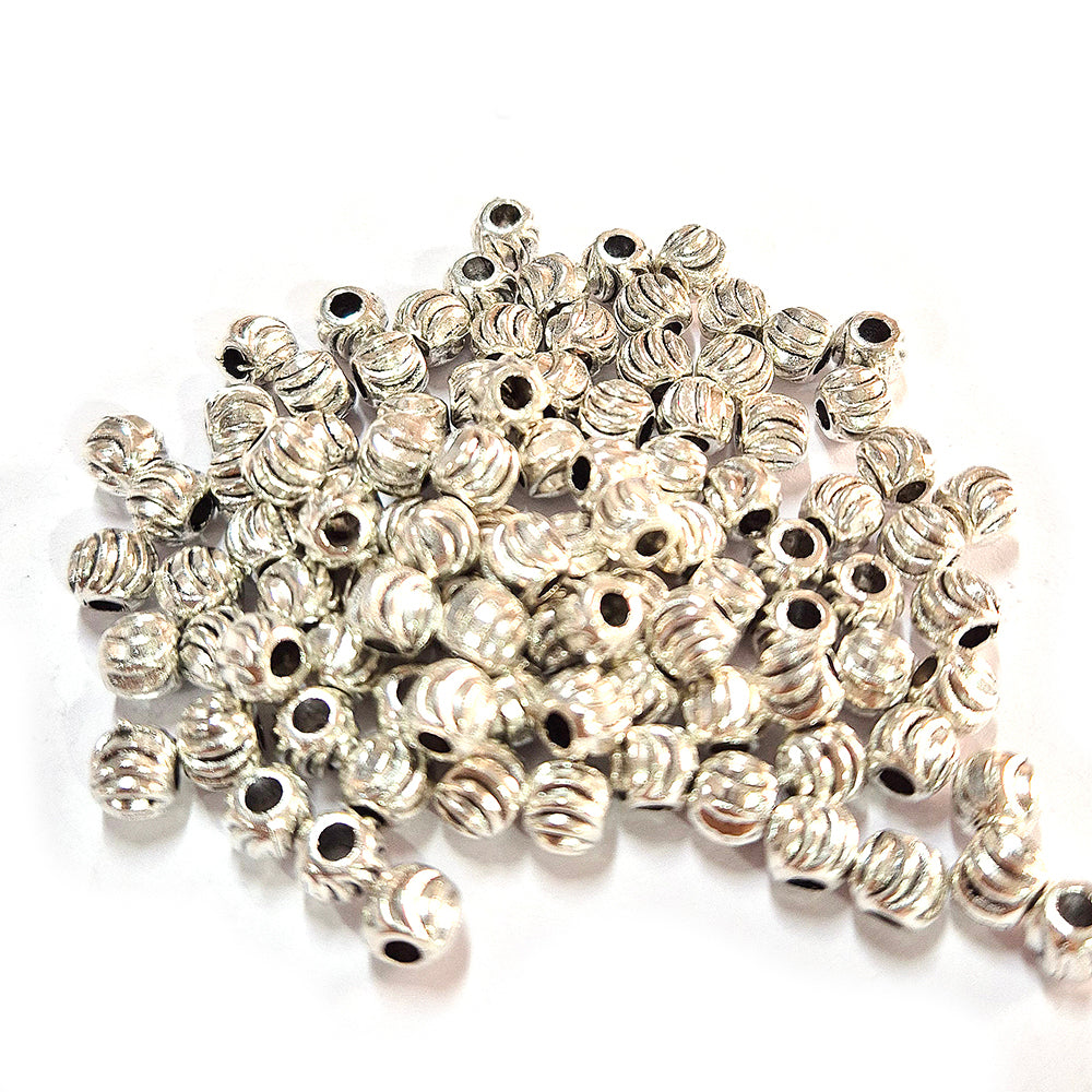 50pcs pack, Silver Plated Metal Beads – Antique Oxidized  bead for Jewelry Making, Size Approximately 5mm Round