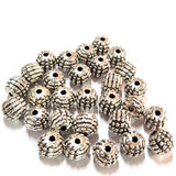 50pcs pack, Silver Plated Metal Beads – Antique Oxidized  bead for Jewelry Making, Size Approximately 6mm Round