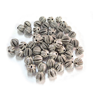 50pcs pack, Silver Plated Metal Beads – Antique Oxidized  bead for Jewelry Making, Size Approximately 6mm Round