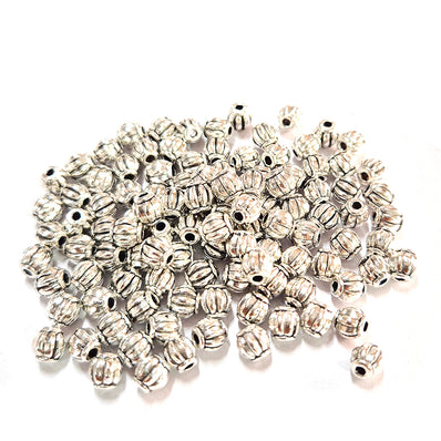 100pcs pack, Silver Plated Metal Beads – Antique Oxidized  bead for Jewelry Making, Size Approximately 4mm Round