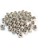 50pcs pack, Silver Plated Metal Beads – Antique Oxidized  bead for Jewelry Making, Size Approximately 6mm Round Eye