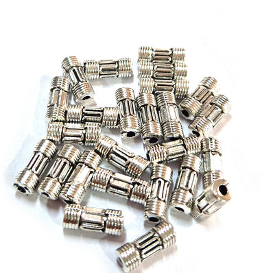 50pcs pack, Silver Plated Metal Beads – Antique Oxidized  bead for Jewelry Making, Size Approximately 4x11mm Tube