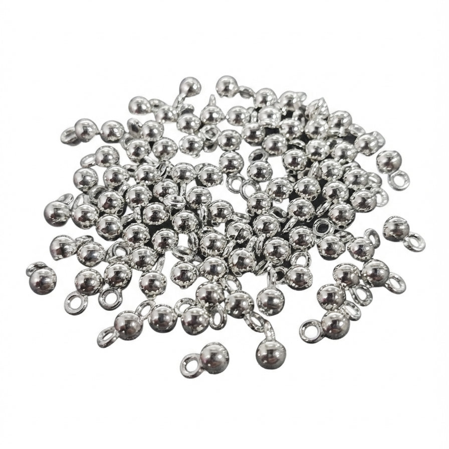 4mm German Silver Ball Adornment Charms – Silver Color | 50 Pieces Pack