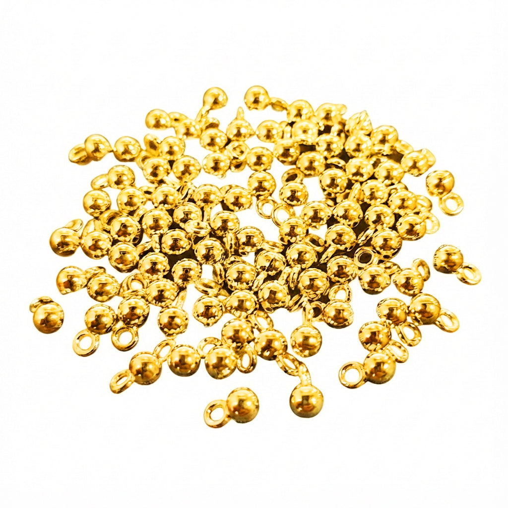 4mm Golden German Silver Ball Adornment Charms – Solid Metal | 50 Pieces Pack