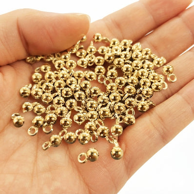 4mm Golden German Silver Ball Adornment Charms – Solid Metal | 50 Pieces Pack