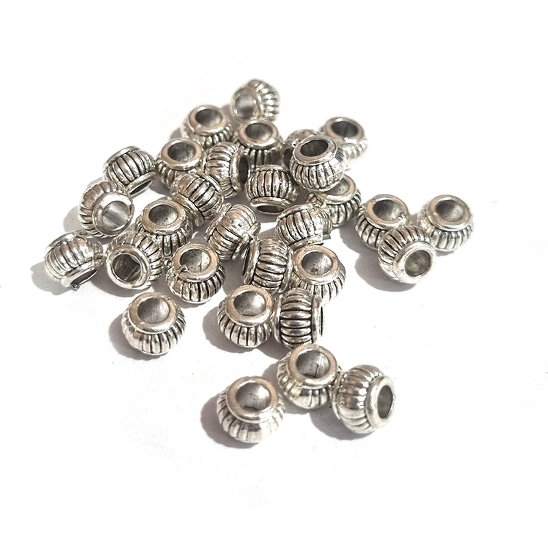 50pcs, Zinc alloy oxidized beads for jewelry making, 6mm, Round, Shape, Silver, Plated