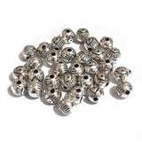 50pcs, Zinc alloy oxidized beads for jewelry making, 6mm, Round, Shape, Silver, Plated