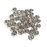 50pcs, Zinc alloy oxidized beads for jewelry making, 5mm, Flower, Shape, Silver, Plated