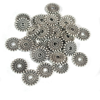 50pcs, Zinc alloy oxidized beads for jewelry making, 10mm, Spacer Disc, Shape, Silver, Plated
