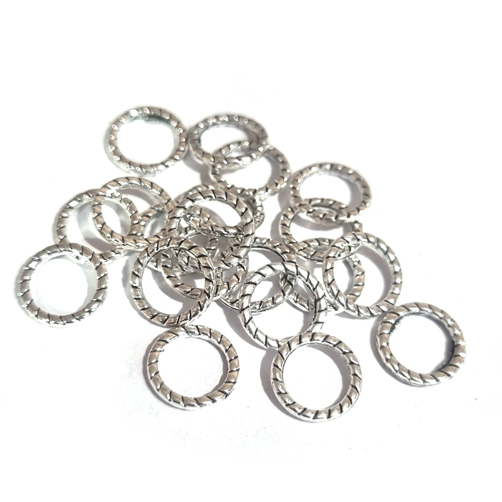 100pcs, Zinc alloy oxidized beads for jewelry making, 10mm, Ring Spacer, Shape, Silver, Plated