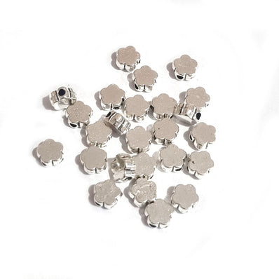 100pcs, Zinc alloy oxidized beads for jewelry making, 5mm, Flower, Shape, Silver, Plated
