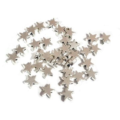 50pcs, Zinc alloy oxidized beads for jewelry making, 6mm, Star, Shape, Silver, Plated