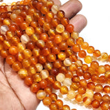 Natural Carnelian 8mm Round Beads Highly Polished Finish Natural Red Orange Gemstone 15.5" Strand about 47~48 beads