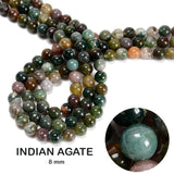 8 MM' SMOOTH PLAIN ROUND INDIAN AGATE BEADS' APPROX 46-47 BEADS SOLD BY PER LINE PACK